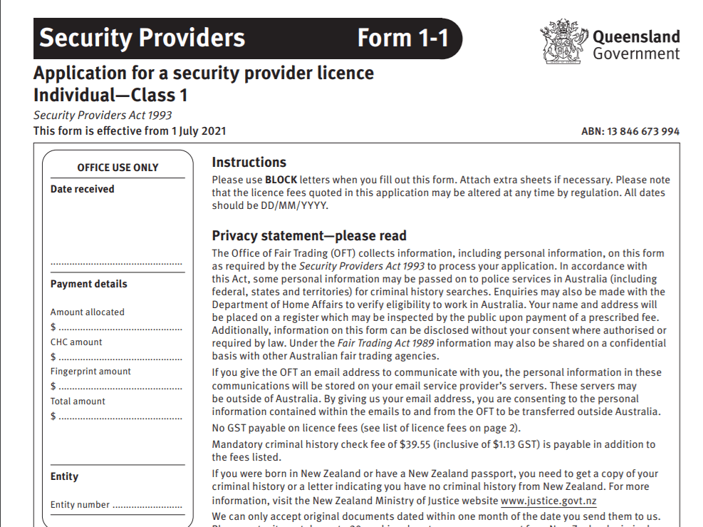 The Security Guard Licence Process in QLD