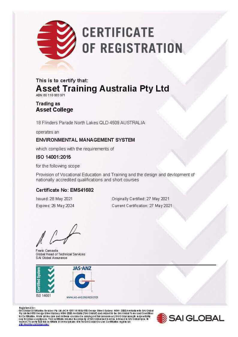 Asset College’s Management System Has Been Certified To ISO 14001